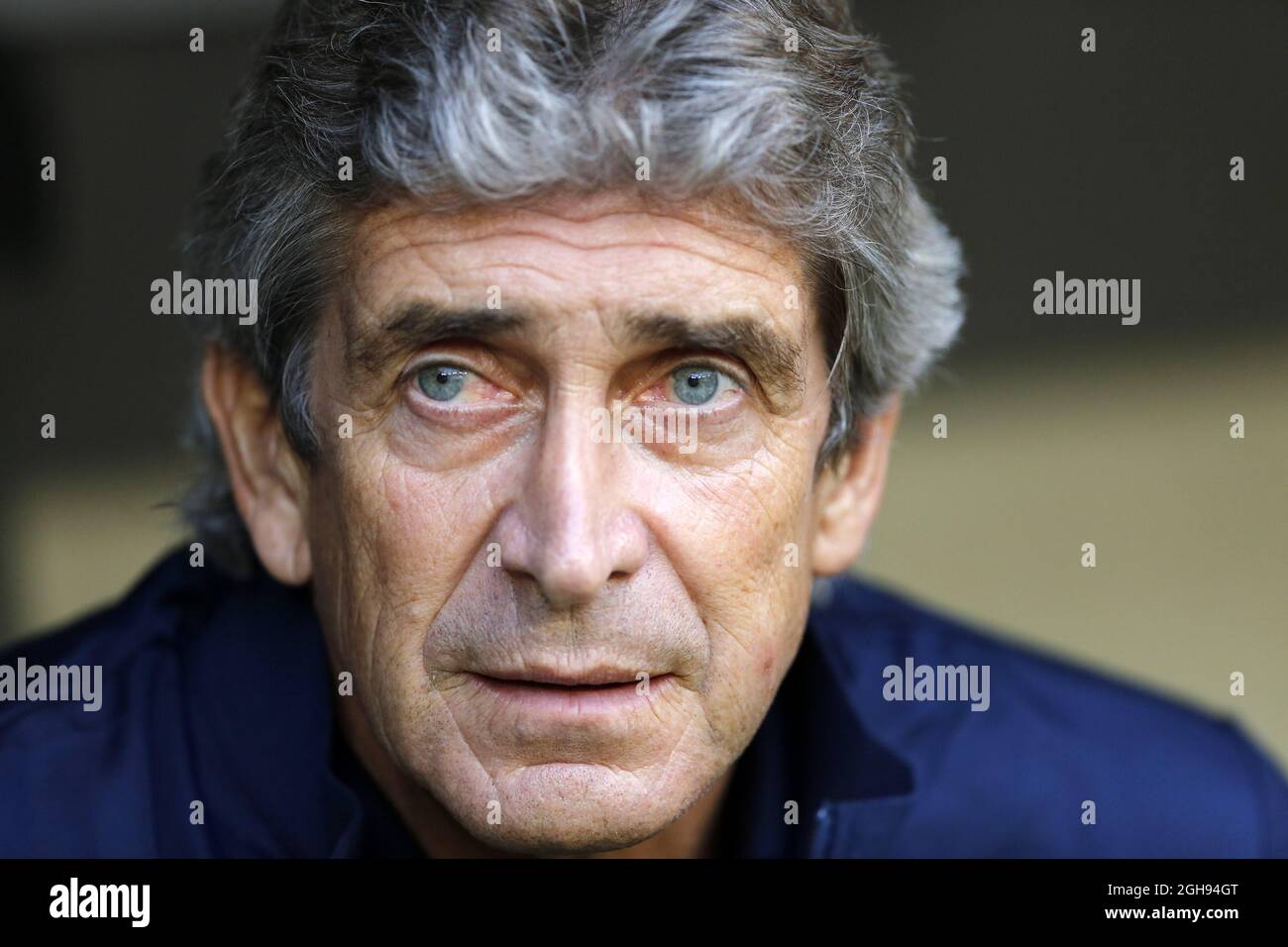 Manuel Pellegrini von Manchester City beim Audi Cup Spiel zwischen dem AC Mailand und Manchester City in der Allianz Arena in München am 31. Juli 2013. Stockfoto