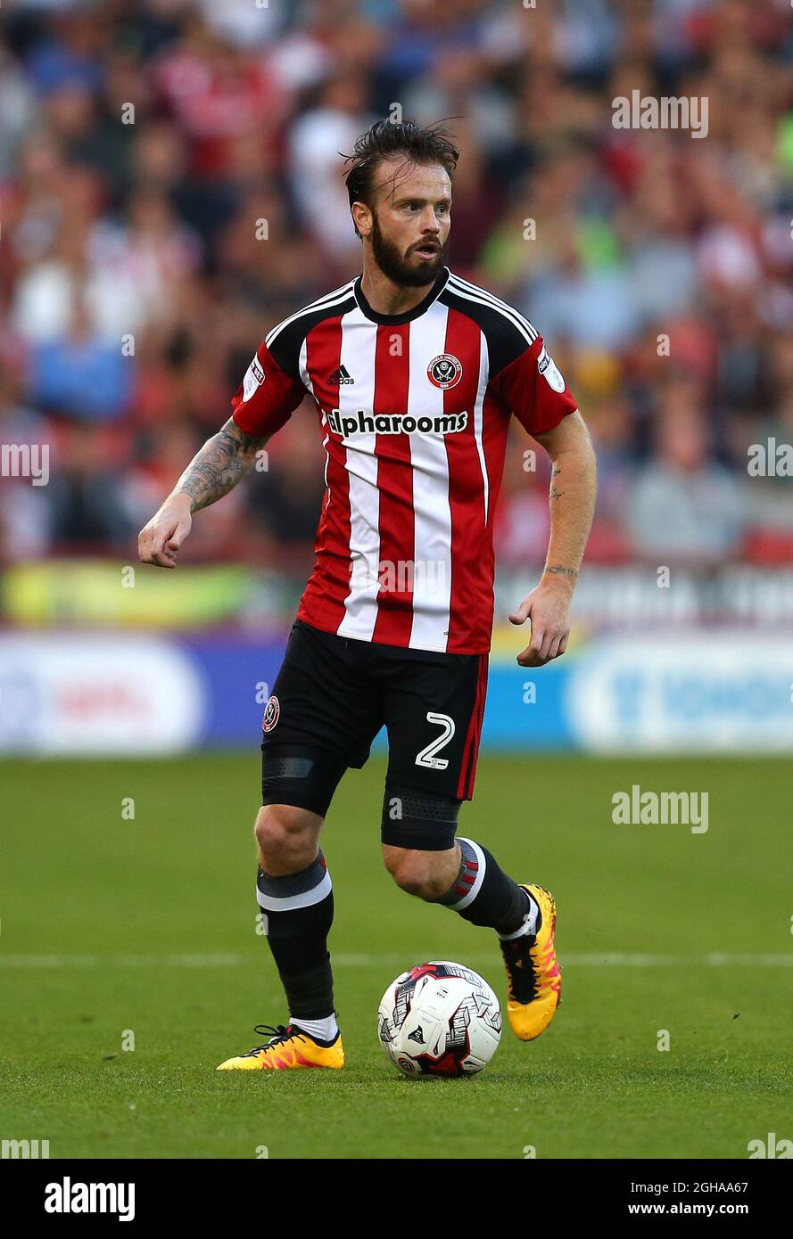 John Brayford von Sheffield Utd während des Sky Bet EFL League One-Spiels im Bramall Lane Stadium, Sheffield. Bilddatum: 16. August 2016. PIC Simon Bellis/Sportimage über PA Images Stockfoto