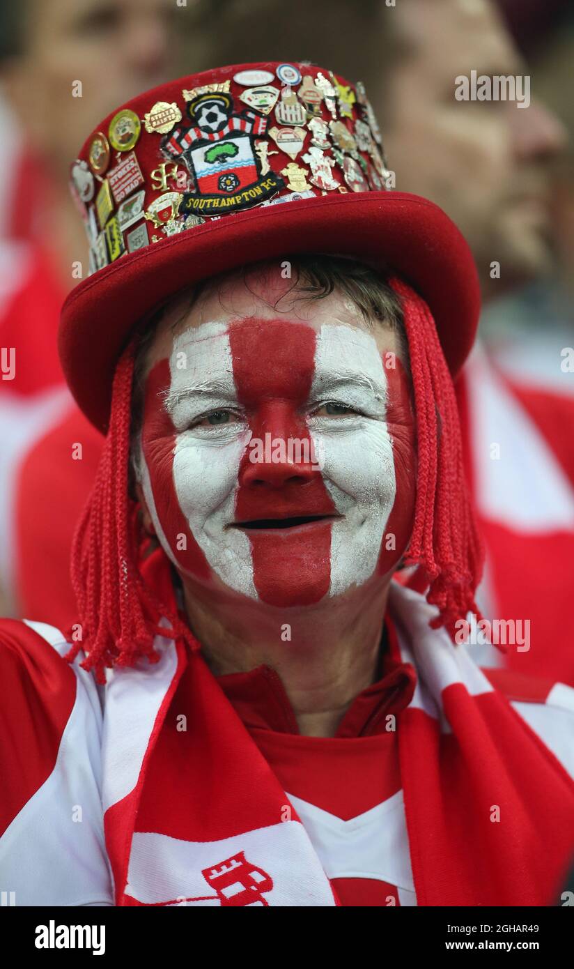 Southampton-Fan beim Finale der englischen Fußball-Liga im Wembley Stadium, London. Bilddatum: 26. Februar 2017.Bildnachweis sollte lauten: David Klein/Sportimage via PA Images Stockfoto