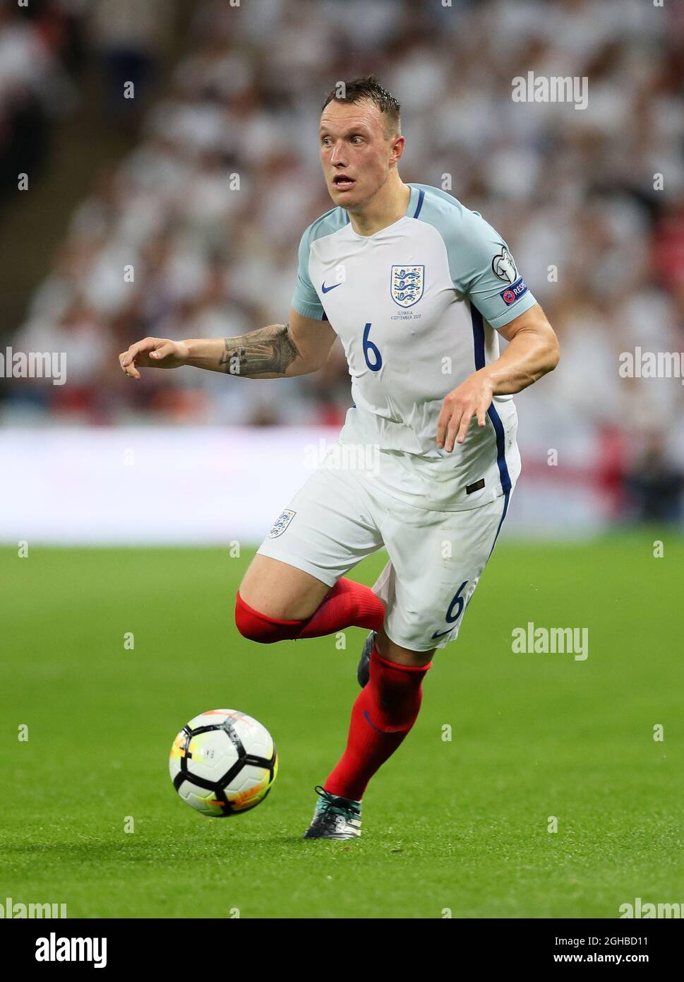 Der Engländer Phil Jones in Aktion beim WM-Qualifikationsspiel im Wembley Stadium, London. Bild Datum 4. September 2017. Bildnachweis sollte lauten: David Klein/Sportimage via PA Images Stockfoto