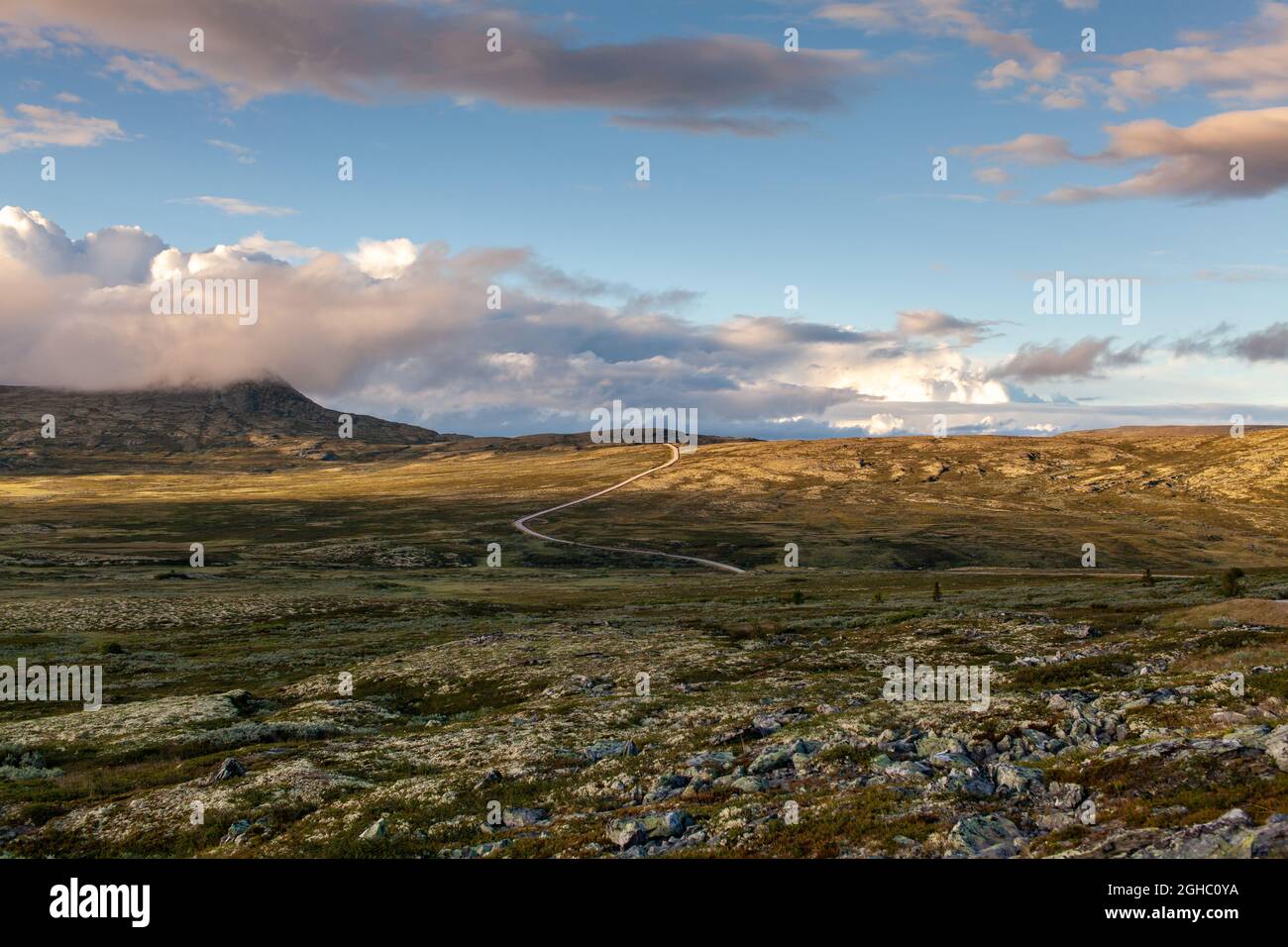Schöner Blick über Friisvegen in Ringebu Norwegen. Autoreise Norwegen. Stockfoto
