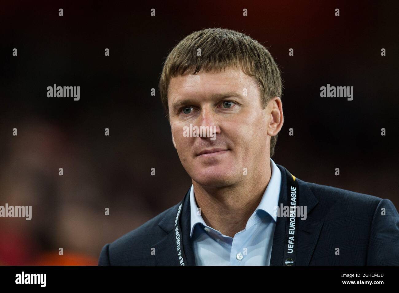 Vorskla Poltava-Manager Vasyl Sachko während des UEFA Europa League Group E-Spiels im Emirates Stadium, London. Bilddatum 20. September 2018. Bildnachweis sollte lauten: Craig Mercer/Sportimage via PA Images Stockfoto