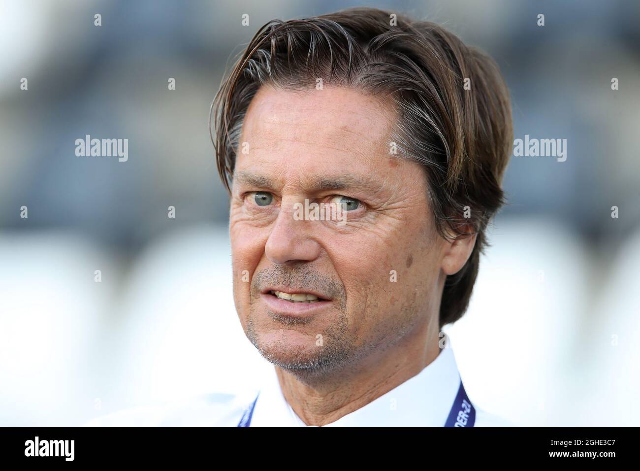 Der ehemalige PSG-Fußballspieler Daniel Bravo ist jetzt TV-Kommentator während des Spiels der UEFA U-21-Meisterschaft 2019 im Dino Manuzzi, Cesena. Bilddatum: 18. Juni 2019. Bildnachweis sollte lauten: Jonathan Moscrop/Sportimage via PA Images Stockfoto