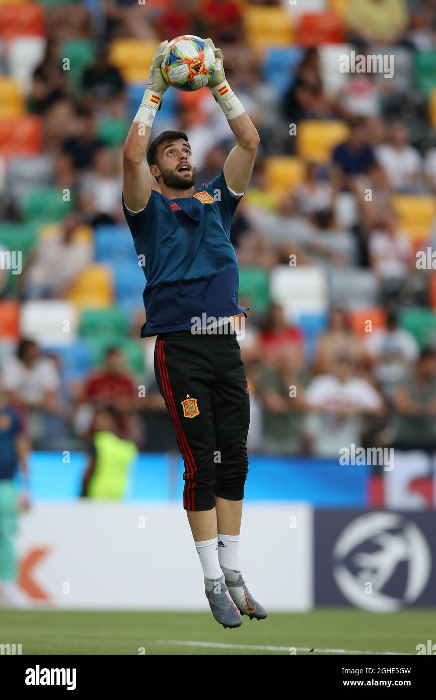 Antonio Sivera aus Spanien während des UEFA-U-21-Meisterschaftsspiel im Stadio Friuli. Bilddatum: 30. Juni 2019. Bildnachweis sollte lauten: Jonathan Moscrop/Sportimage via PA Images Stockfoto