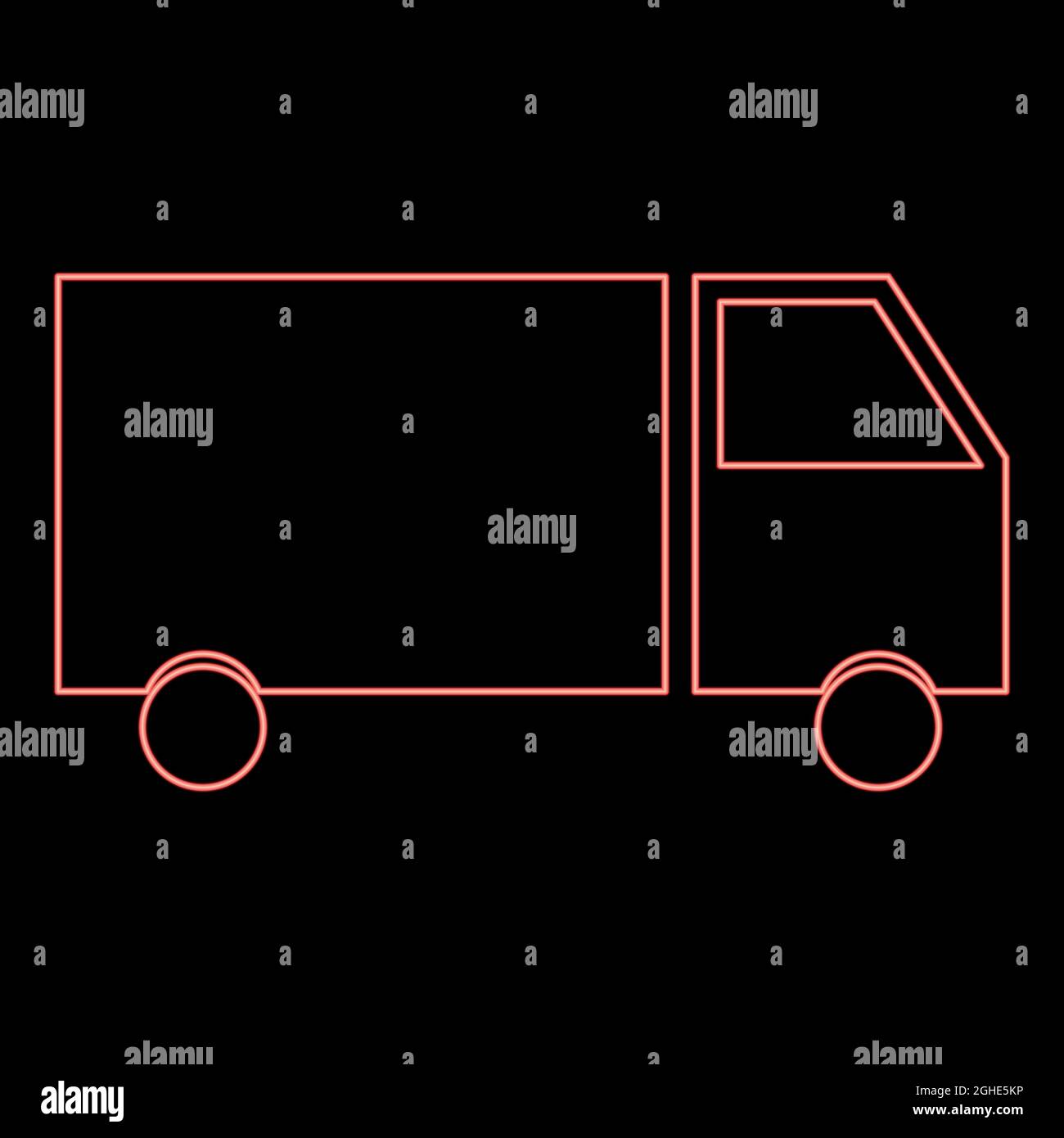 Neon LKW rot Farbe Vektor Illustration flachen Stil Licht Bild Stock Vektor