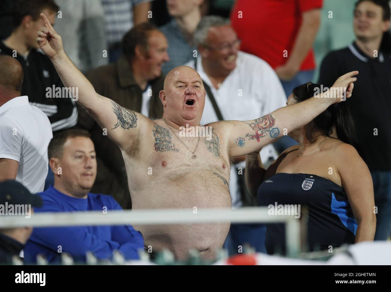 England-Fan während des UEFA Euro 2020-Qualifying-Spiels im Vasil Levski National Stadium, Sofia. Bilddatum: 14. Oktober 2019. Bildnachweis sollte lauten: David Klein/Sportimage via PA Images Stockfoto