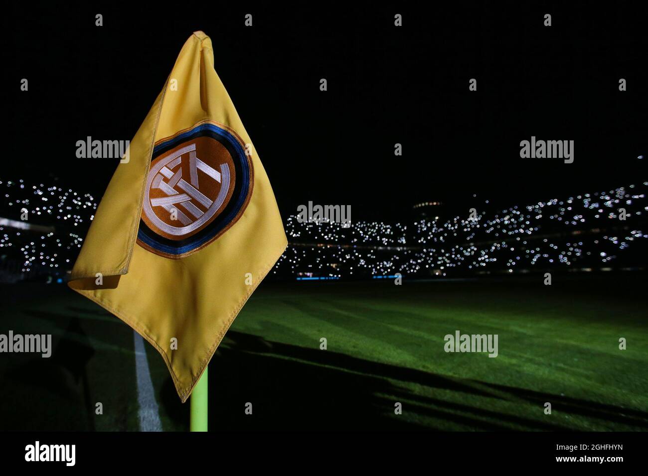 Eine Eckfahne mit dem Inter-Logo, abgebildet während des Spiels der Serie A bei Giuseppe Meazza, Mailand. Bilddatum: 11. Januar 2020. Bildnachweis sollte lauten: Jonathan Moscrop/Sportimage via PA Images Stockfoto