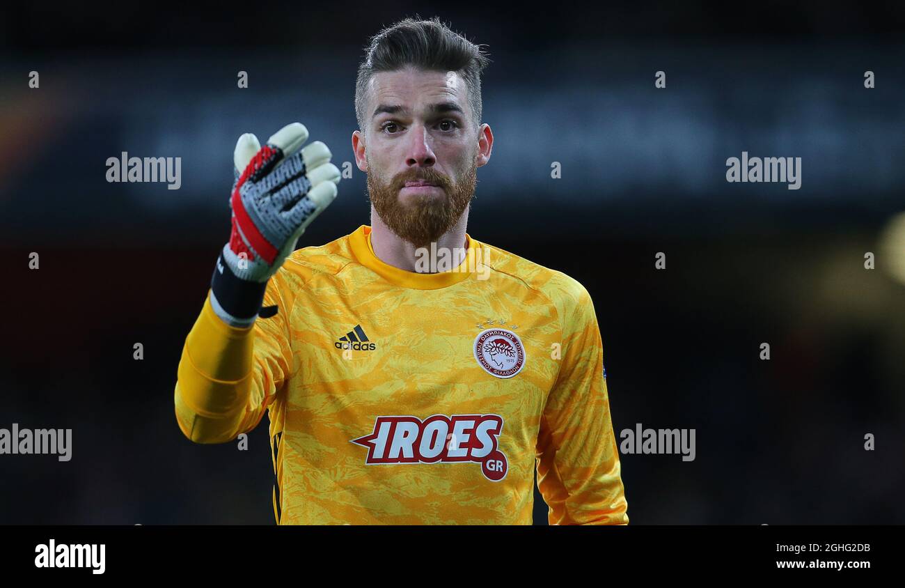 OlympiakosÕ-Torwart Jose Sa während des Spiels der UEFA Europa League im Emirates Stadium, London. Bilddatum: 27. Februar 2020. Bildnachweis sollte lauten: Paul Terry/Sportimage via PA Images Stockfoto