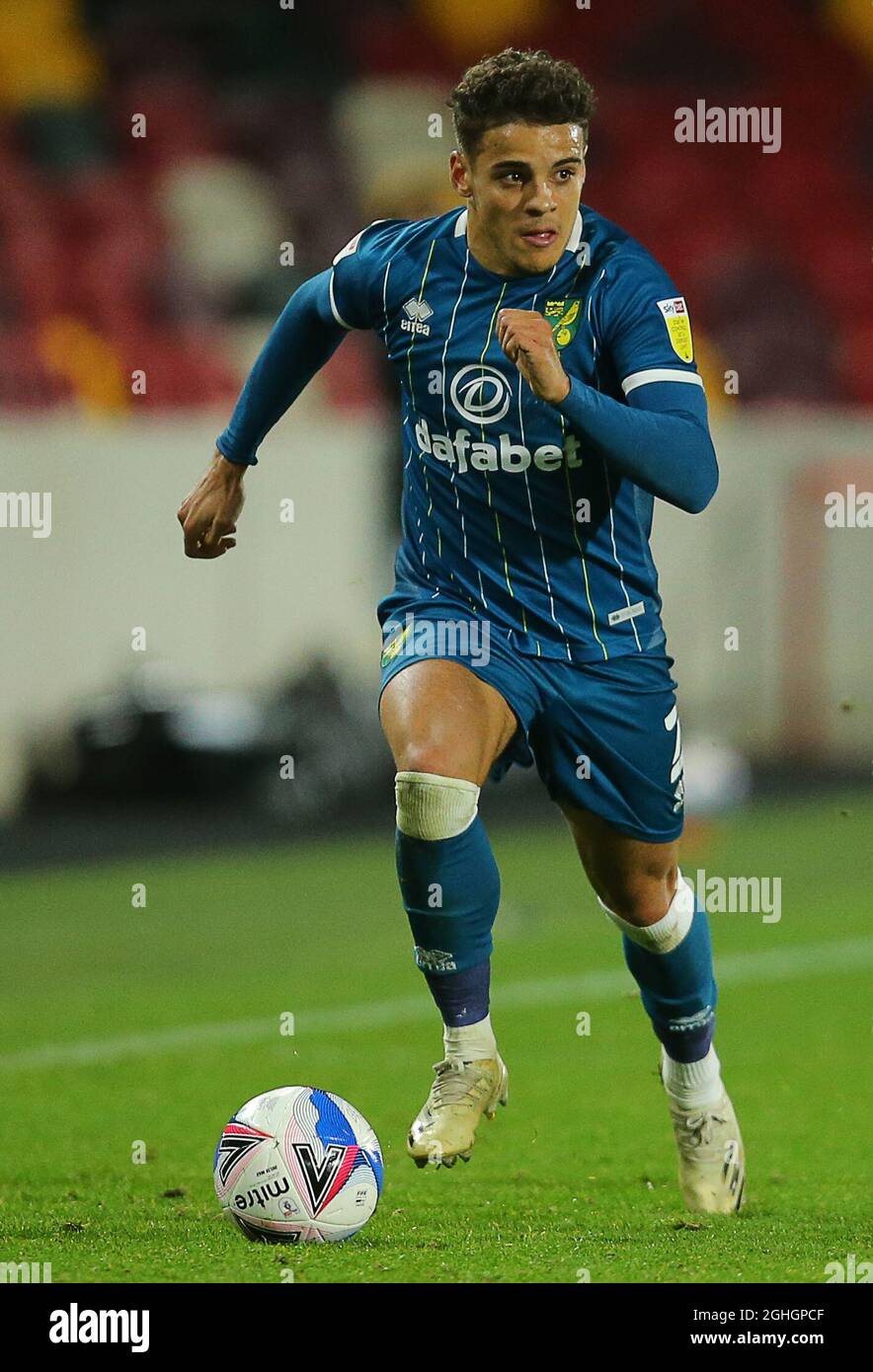 Max Aarons von Norwich während des Sky Bet Championship-Spiels im Brentford Community Stadium, London. Bilddatum: 27. Oktober 2020. Bildnachweis sollte lauten: Paul Terry/Sportimage via PA Images Stockfoto