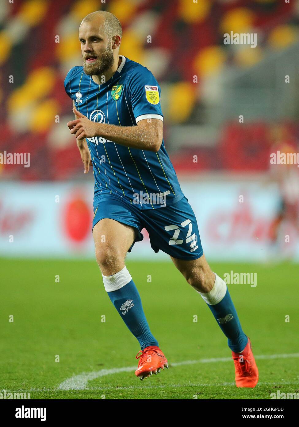 Teemu Pukki aus Norwich während des Sky Bet Championship-Spiels im Brentford Community Stadium, London. Bilddatum: 27. Oktober 2020. Bildnachweis sollte lauten: Paul Terry/Sportimage via PA Images Stockfoto