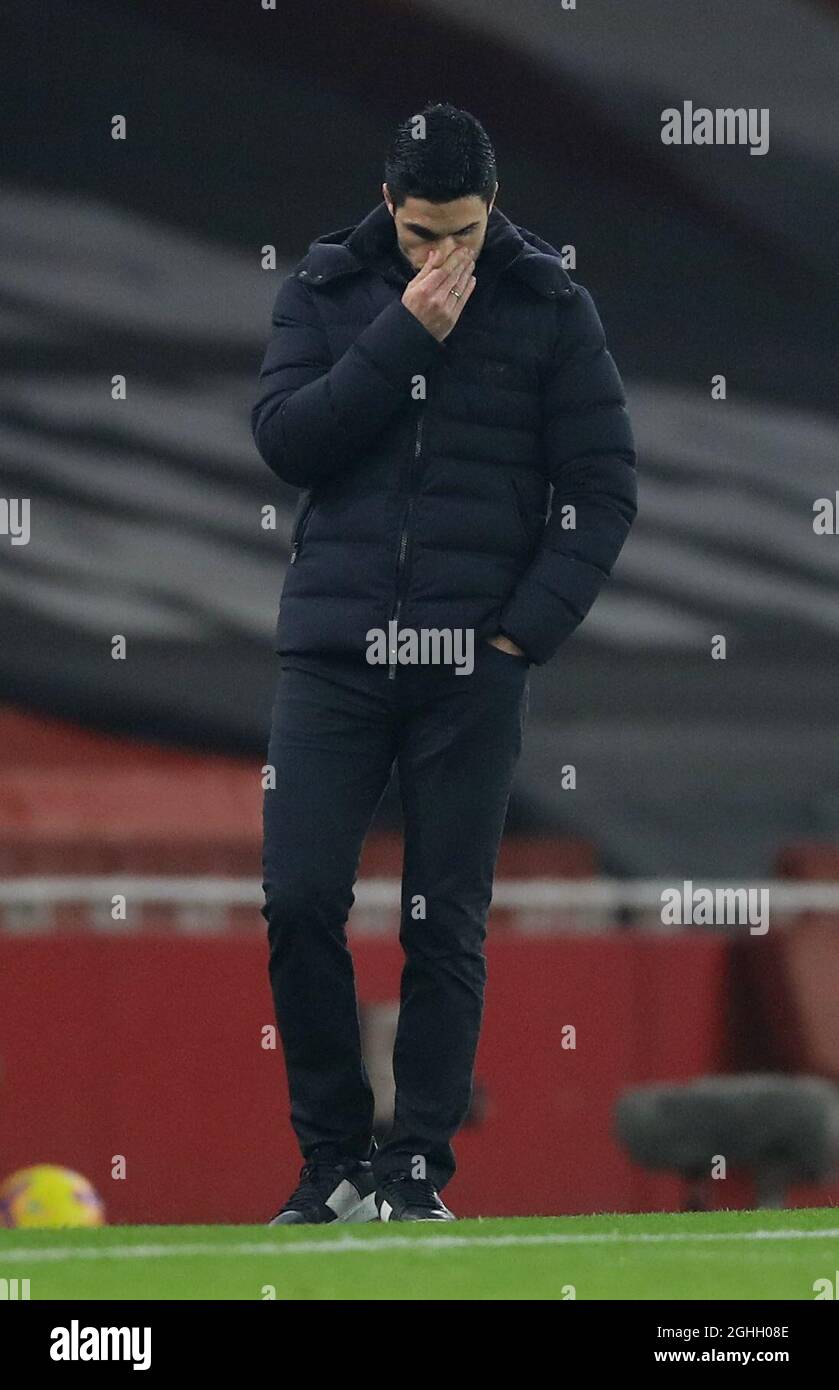 Mikel Arteta-Manager von Arsenal reflektiert nach einer weiteren Heimniederlage während des Spiels der Premier League im Emirates Stadium in London. Bilddatum: 29. November 2020. Bildnachweis sollte lauten: David Klein/Sportimage via PA Images Stockfoto