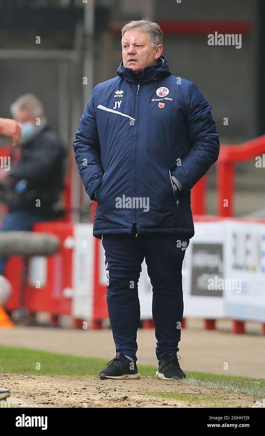 John Yems, Manager von Crawley Town während des FA Cup-Spiels im Peoples Pension Stadium, Crawley. Bilddatum: 10. Januar 2021. Bildnachweis sollte lauten: Paul Terry/Sportimage via PA Images Stockfoto