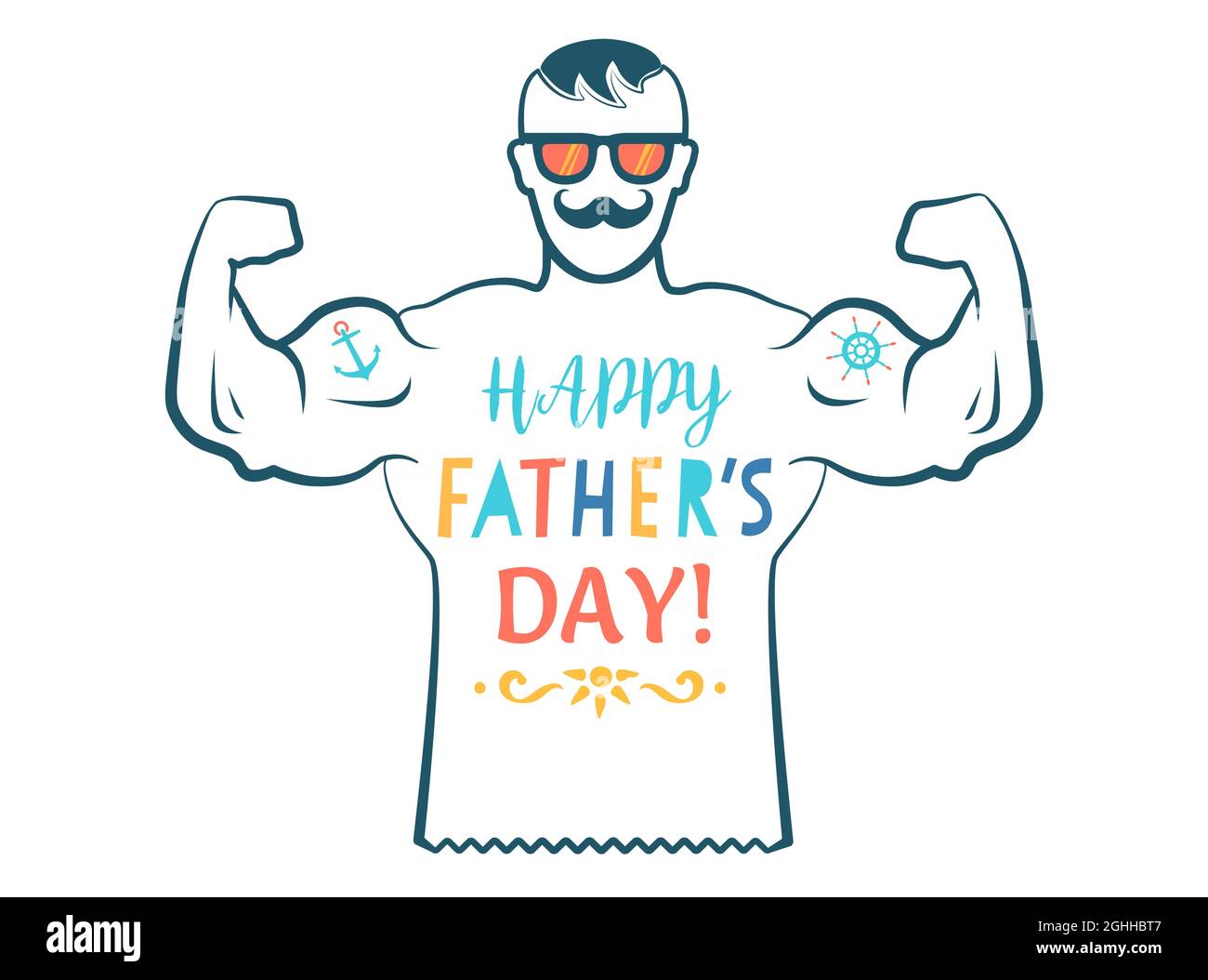 Vektor Vintage Grußkarte für Vatertag mit besten Vater auf isoliertem Hintergrund. Alles gute zum Vatertag. Vektordarstellung von DAD. Stock Vektor