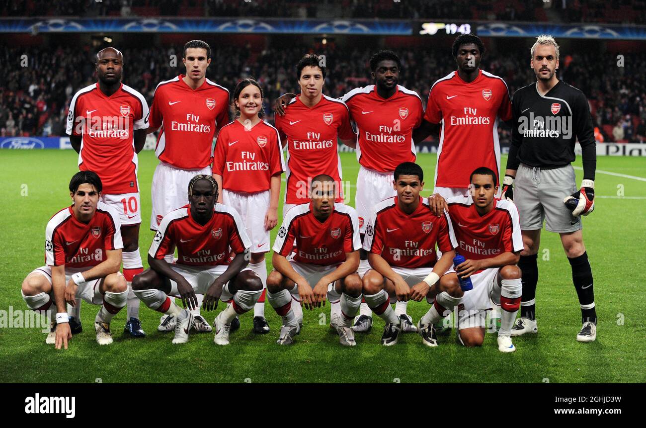 Arsenal Team Group vor dem Spiel in London. Stockfoto