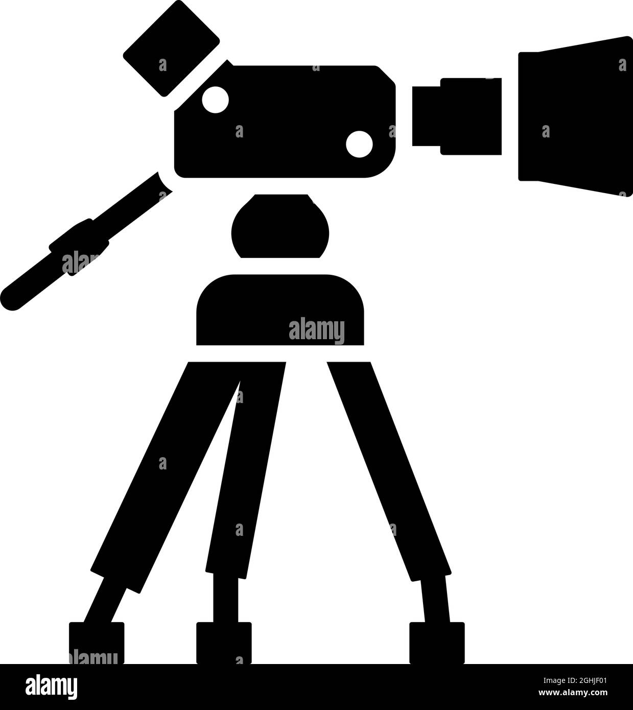 FilmkameraSymbol. Schwarzes StencilDesign. Stock