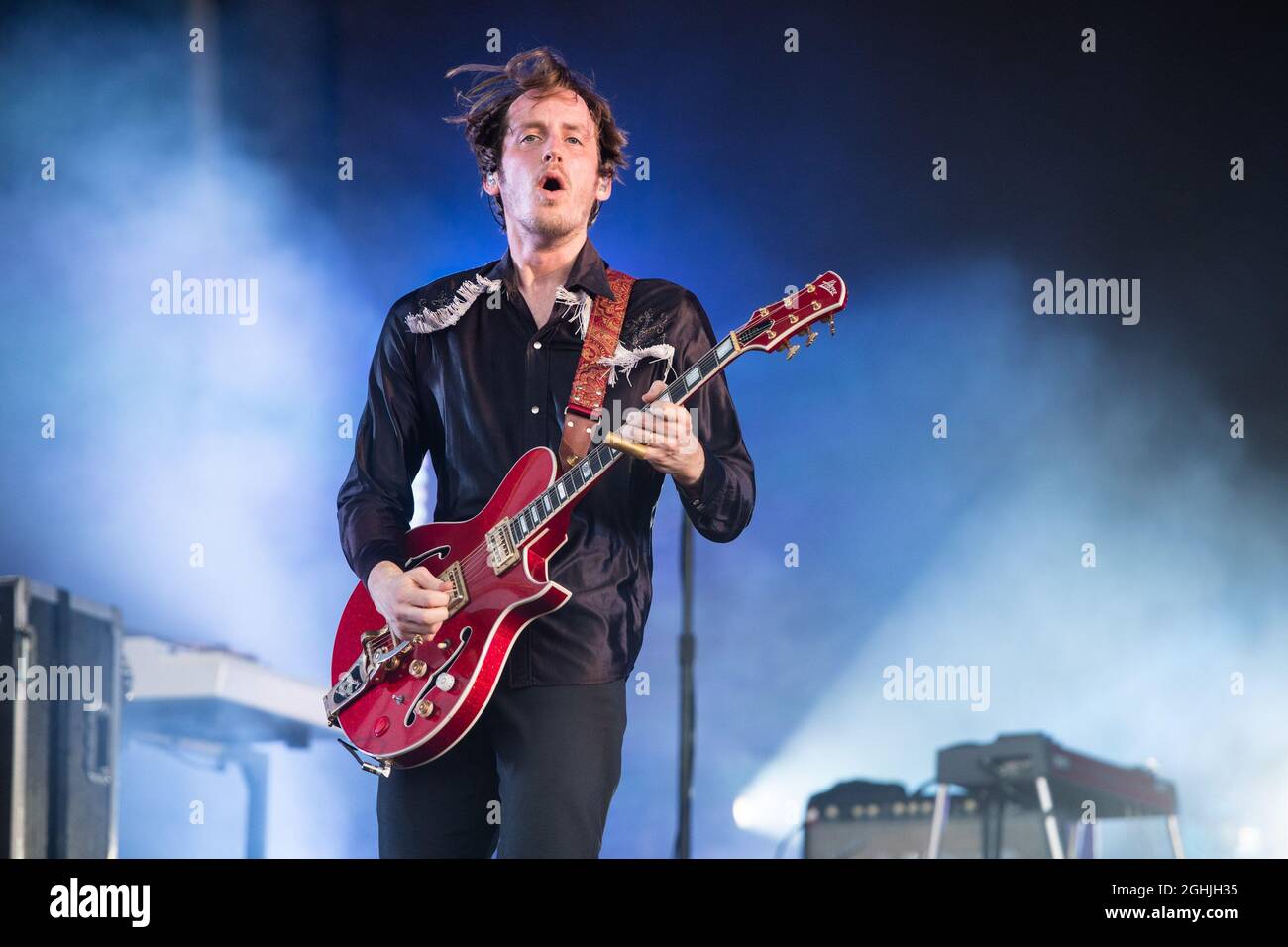 Nick Bockrath von Cage the Elephant tritt am 3. Tag des BottleRock Napa Valley Music Festival 2021 auf der Napa Valley Expo am 5. September 2021 in Napa, Kalifornien, auf. Foto von Chris Tuite/ImageSPACE Stockfoto