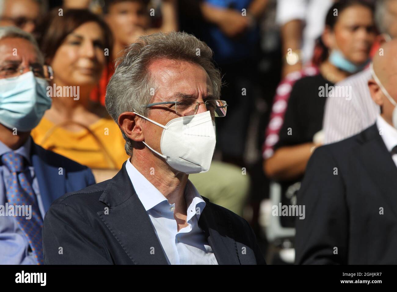 Neapel, Italien. September 2021. Wahltour von Giuseppe Conte in Neapel, Unterstützung von Gaetano Manfredi Kandidat für den Bürgermeister von Neapel bei den Verwaltungswahlen.im Bild Gaetano Manfredi Kandidat für den Bürgermeister von Neapel (Foto: Salvatore Esposito/Pacific Press) Quelle: Pacific Press Media Production Corp./Alamy Live News Stockfoto
