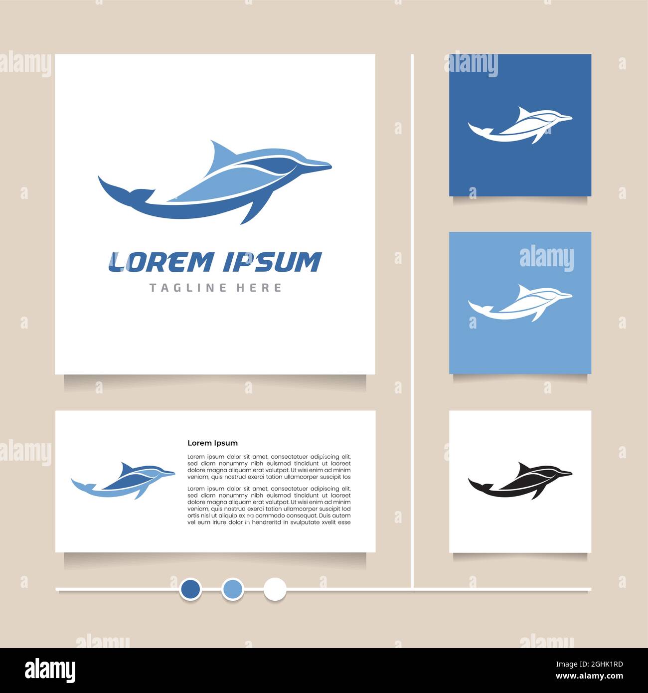 Kreative Idee Dolphin Logo-Design mit moderner blauer Farbe. Niedliche Fisch Symbol und Symbol Design Vektor Stock Vektor