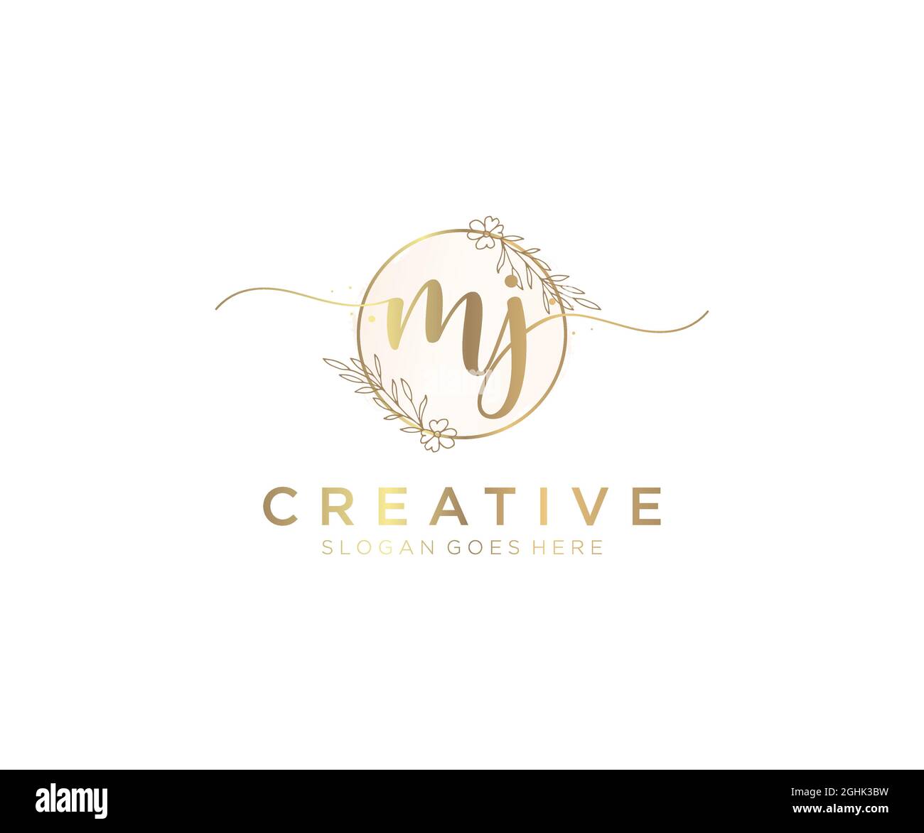 MJ feminine Logo Schönheit Monogramm und elegantes Logo-Design, Handschrift Logo der ursprünglichen Signatur, Hochzeit, Mode, Blumen und botanischen mit kreativen Stock Vektor