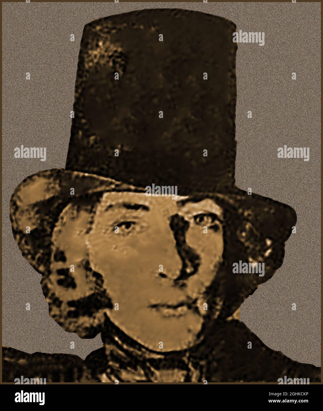 Ein Porträt von George Sand (der beliebte Künstlername der französischen Schriftstellerin, Kritikerin und Journalistin Amantine Lucile Aurore Dupin (1804 – 1876), die bei Freunden und Kollegen unter dem Namen Aurore bekannt ist. Sie war eine von vielen bemerkenswerten Frauen aus dem 19. Jahrhundert, die sich dazu entschieden, in der Öffentlichkeit männliche Kleidung zu tragen, ohne die Zustimmung der französischen Behörden, die Frauen in Männerkleidung dazu aufforderte, eine Genehmigung zu beantragen. Victor Hugo kommentierte einmal, dass sie sich nicht entscheiden könne, ob sie eine Frau oder ein Mann sei. Jedoch heiratete sie und hatte zwei Kinder nach einer Reihe von Angelegenheiten mit Männern (einschließlich Chopin) Stockfoto