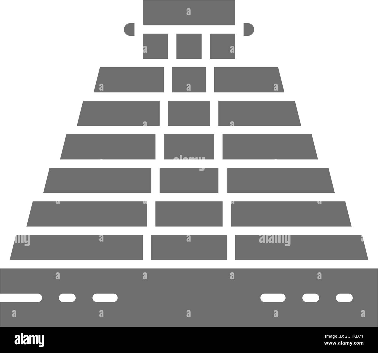 Pyramide von Kukulkan in Chichen Itza, Mexiko, Wahrzeichen graue Ikone. Stock Vektor