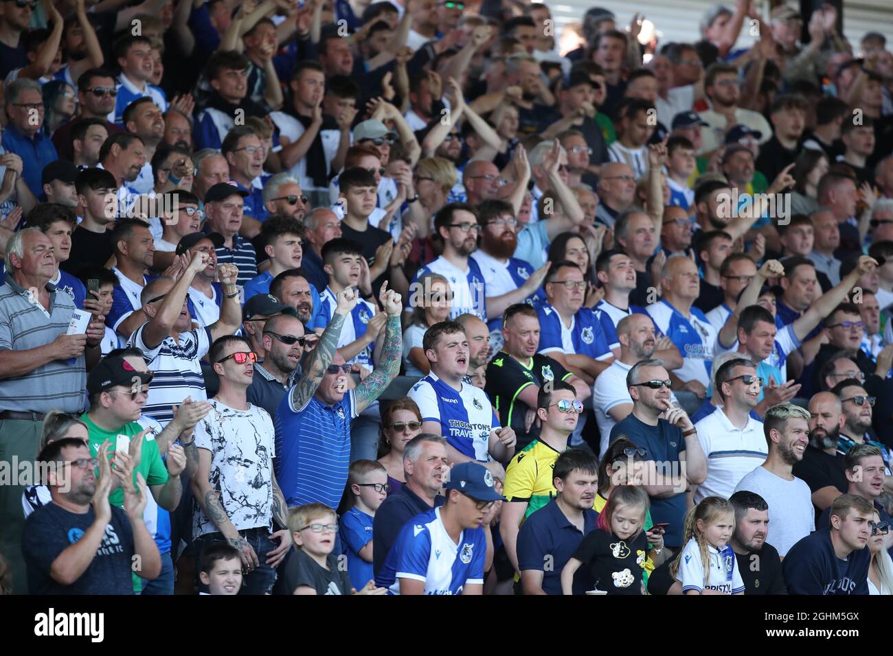 Action während des League Two-Spiels zwischen Bristol Rovers und Crawley Town im Memorial Stadium in Bristol. 04. September 2021 Stockfoto