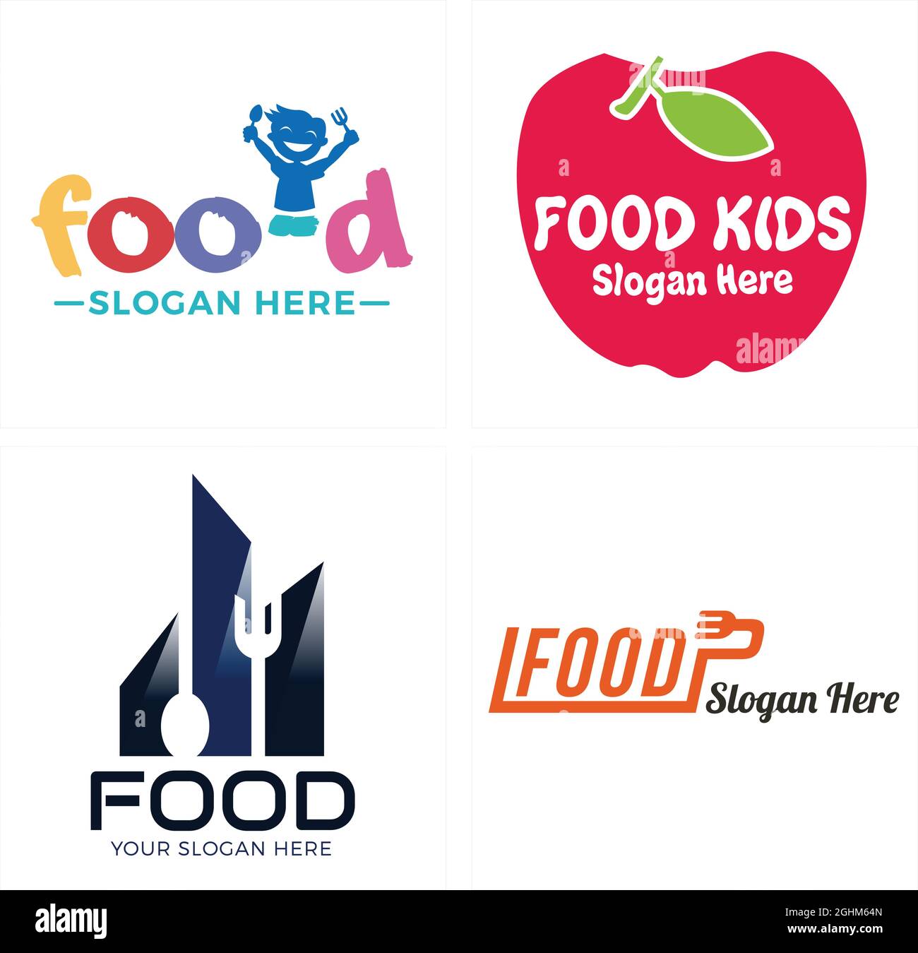 Kinder essen gesund Obst Logo-Design Stock Vektor