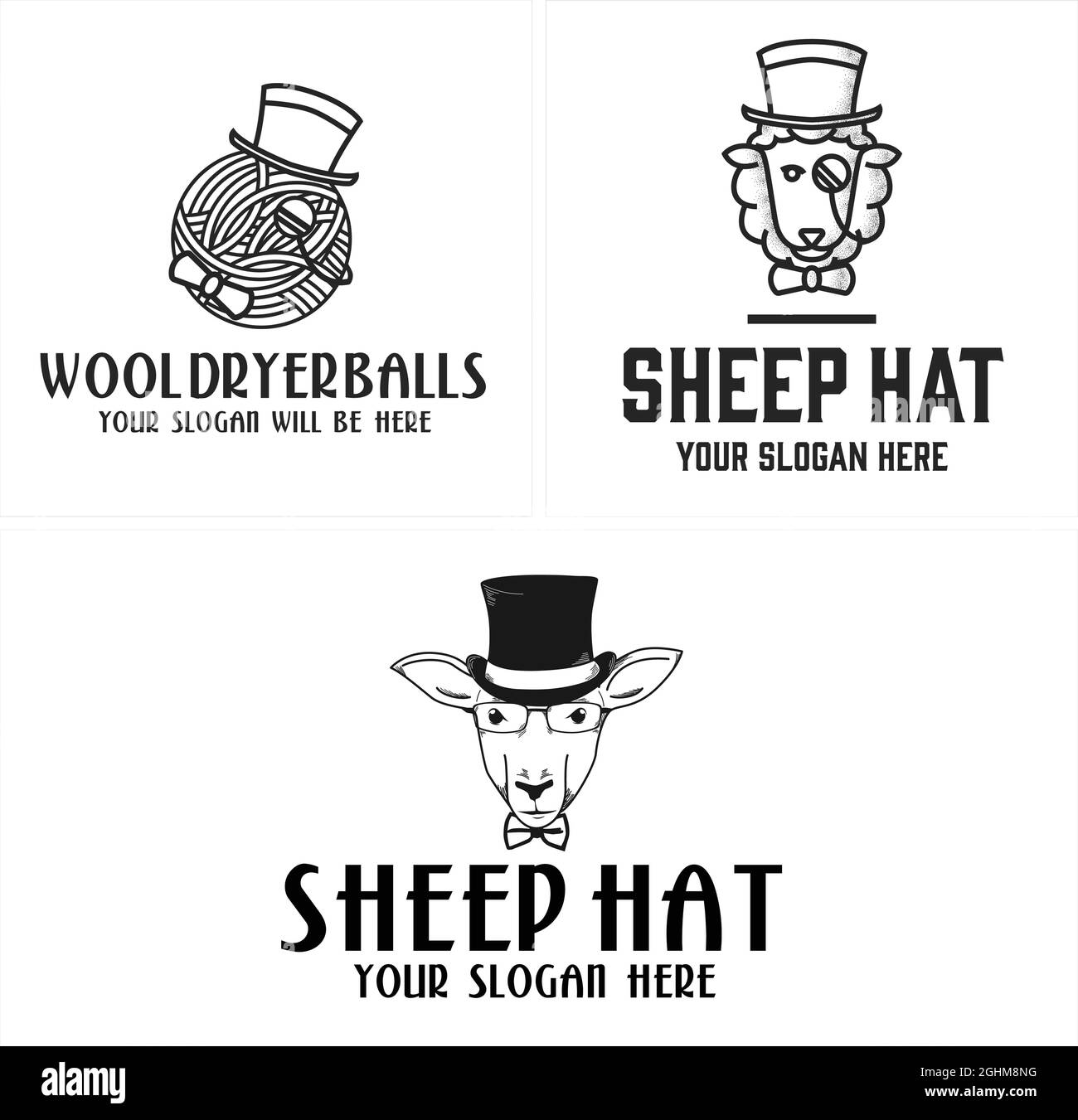 Handgemachtes Schafwollball Logo Design Stock Vektor