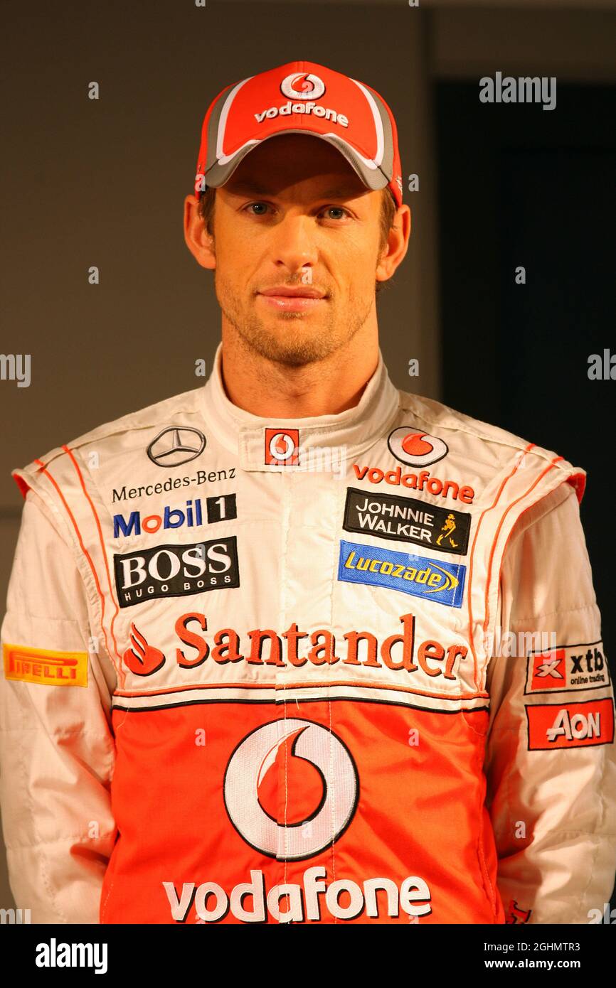 01.02.2012 Woking, England, Jenson Button (GBR), McLaren Mercedes - Einführung des Vodafone McLaren Mercedes MP4-27, McLaren Technology Centre - Stockfoto