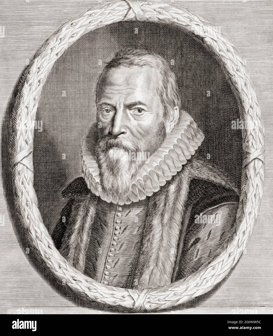 Johan van Oldenbarnevelt, 1547 – 1619. Niederländischer Staatsmann, der eine wichtige Rolle im niederländischen Kampf um die Unabhängigkeit von Spanien spielte. Nach einem Stich von Andries Vaillant aus dem späten 17. Jahrhundert. Stockfoto