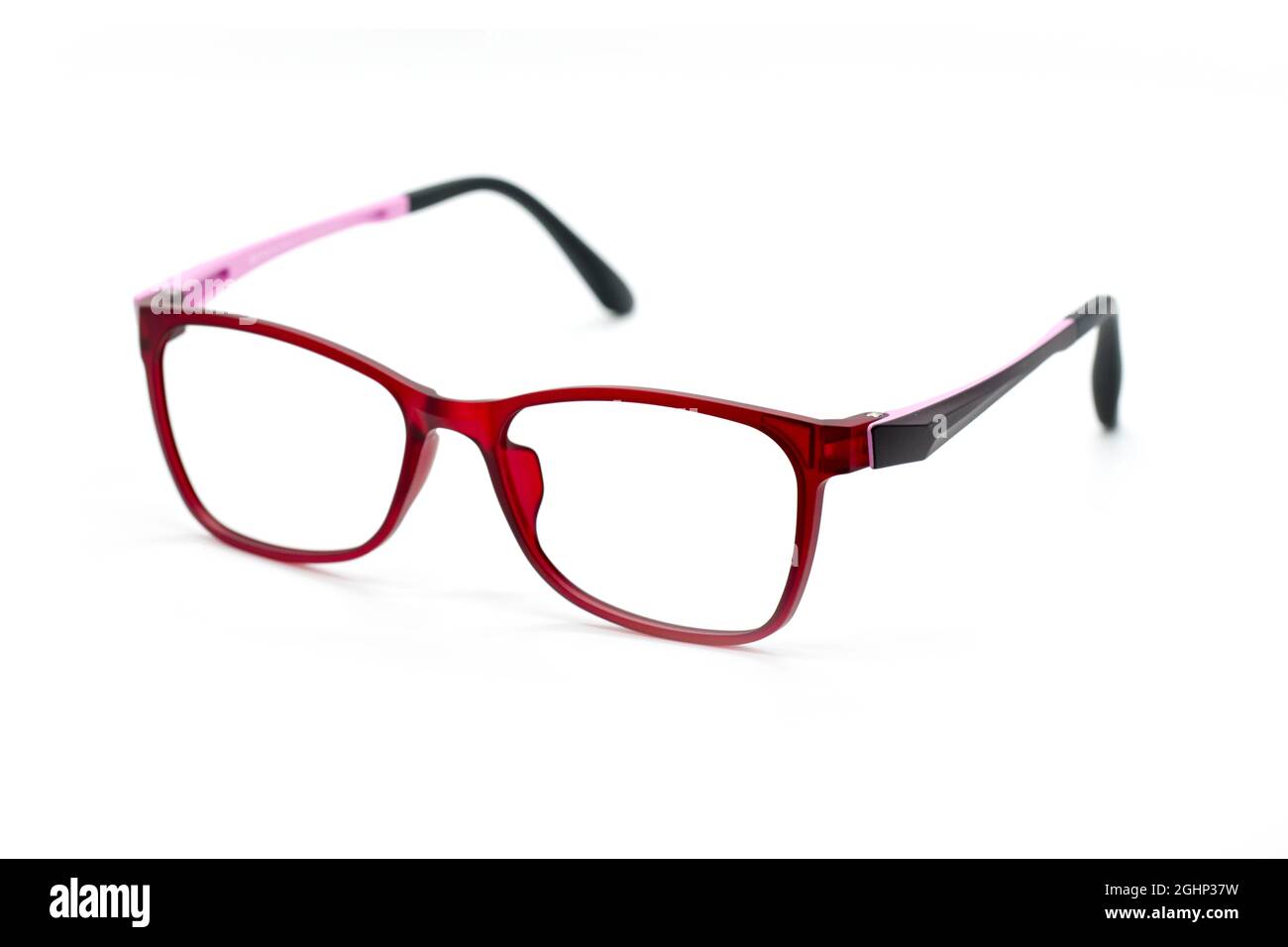 Moderne modische Brille isoliert auf weißem Hintergrund, perfekte Reflexion, Brille Stockfoto