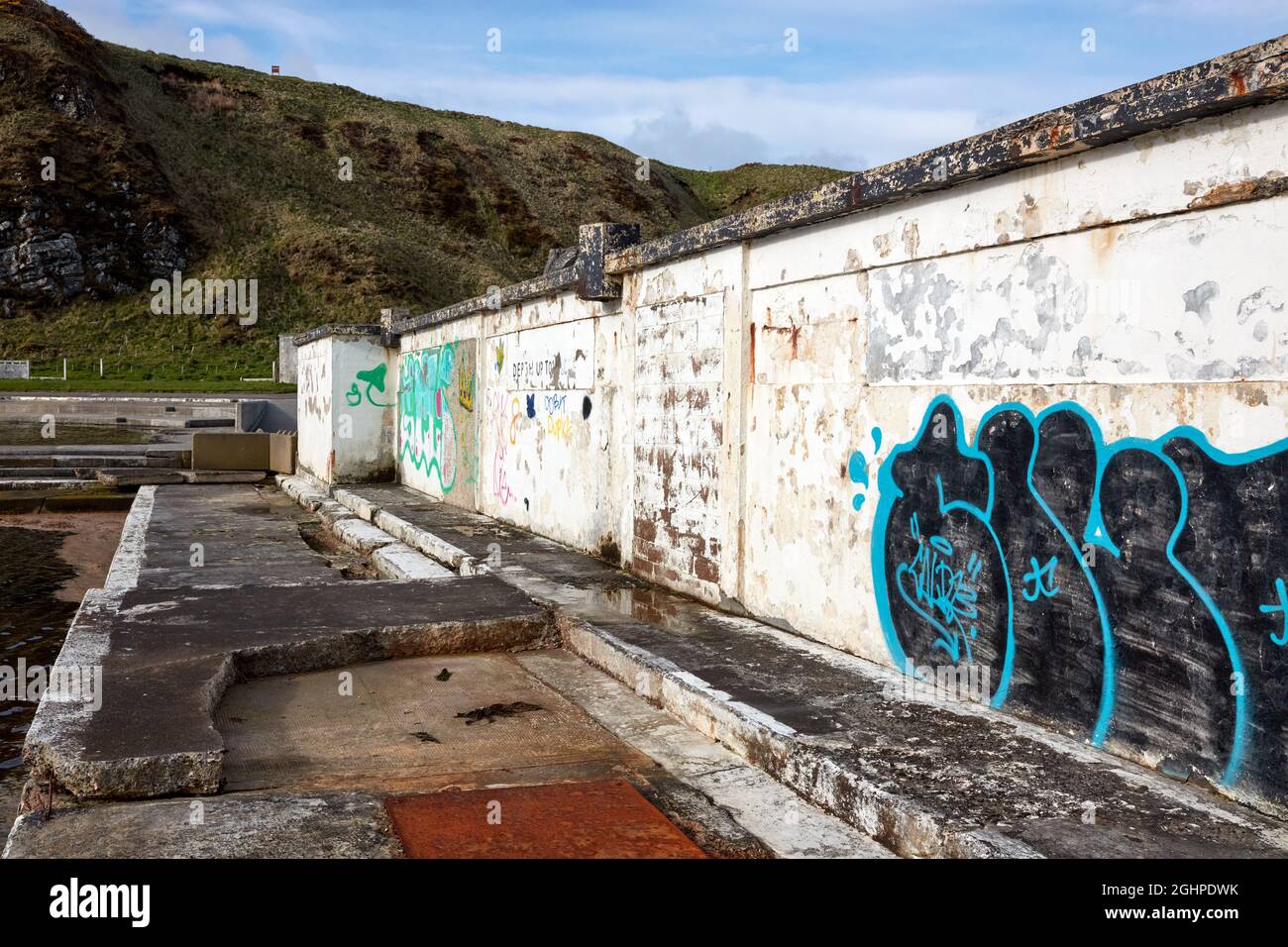 Verlassene verlassene Lido an der Küste. Stockfoto