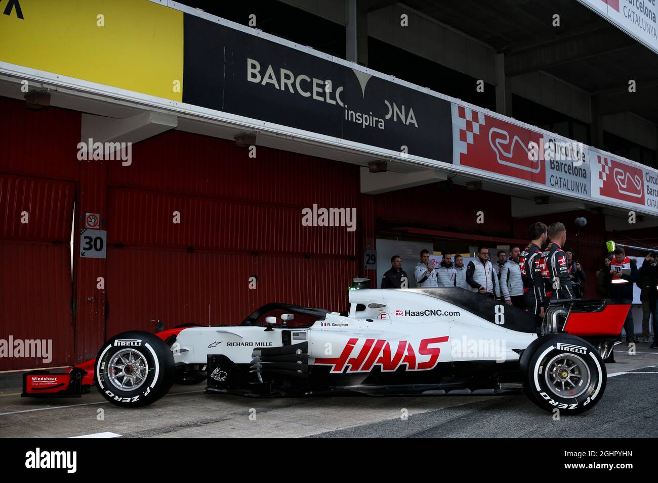 Das Haas VF-18 wird enthüllt. 26.02.2018. Formel-1-Test, Erster Tag, Barcelona, Spanien. Montag. Bildnachweis sollte lauten: XPB/Press Association Images. Stockfoto