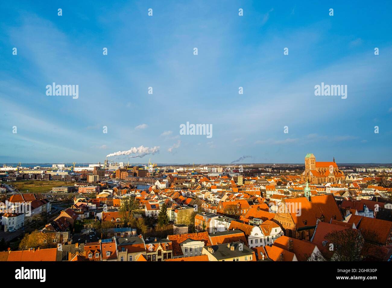 Blick über die Altstadt, Wismar, Mecklenburg-Vorpommern, Deutschland Stockfoto