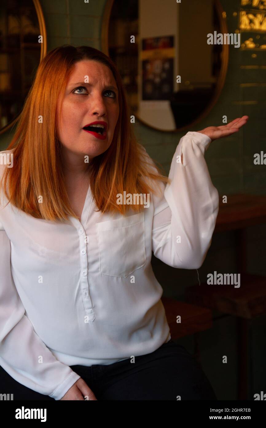 Tamara Schauspielerin fragt warum? Stockfoto