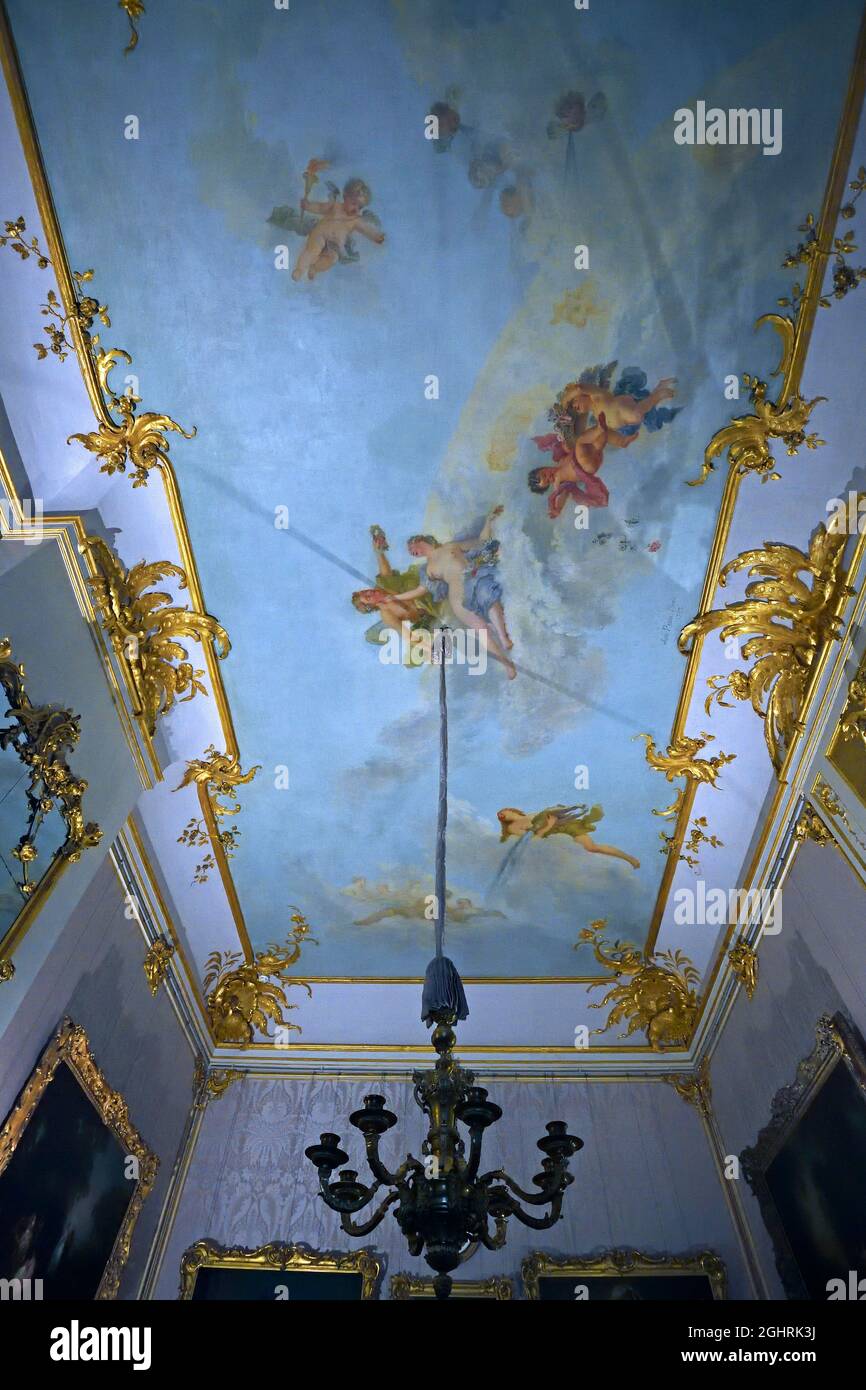 Deckenmalerei, Gästezimmer, Schloss Sanssouci, Park Sanssouci, Potsdam, Brandenburg, Deutschland Stockfoto