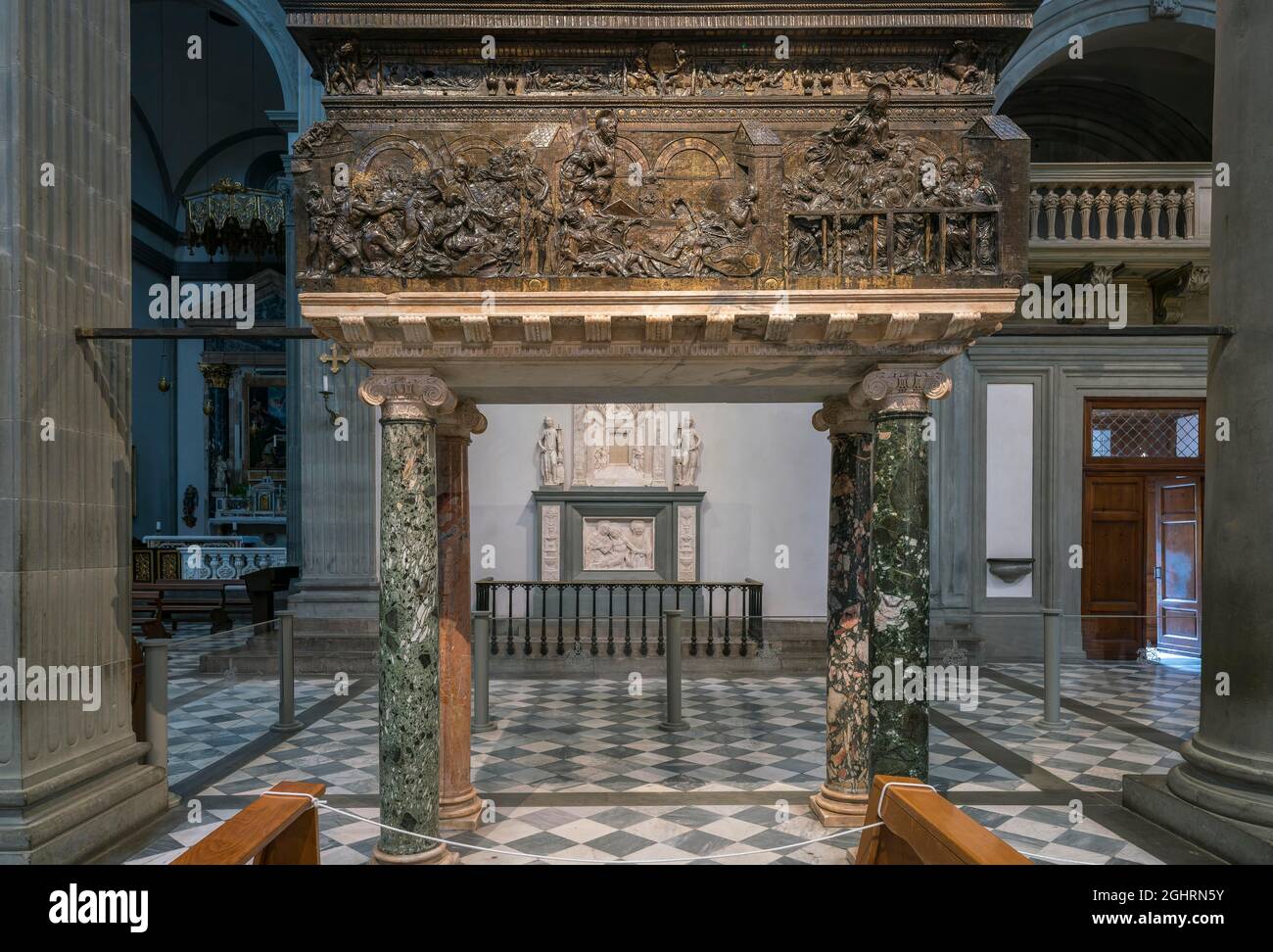 Bronzepreste von Donatello mit der Passion Christi, 1460-67, Renaissance, Basilica di San Lorenzo, Florenz, Toskana, Italien Stockfoto