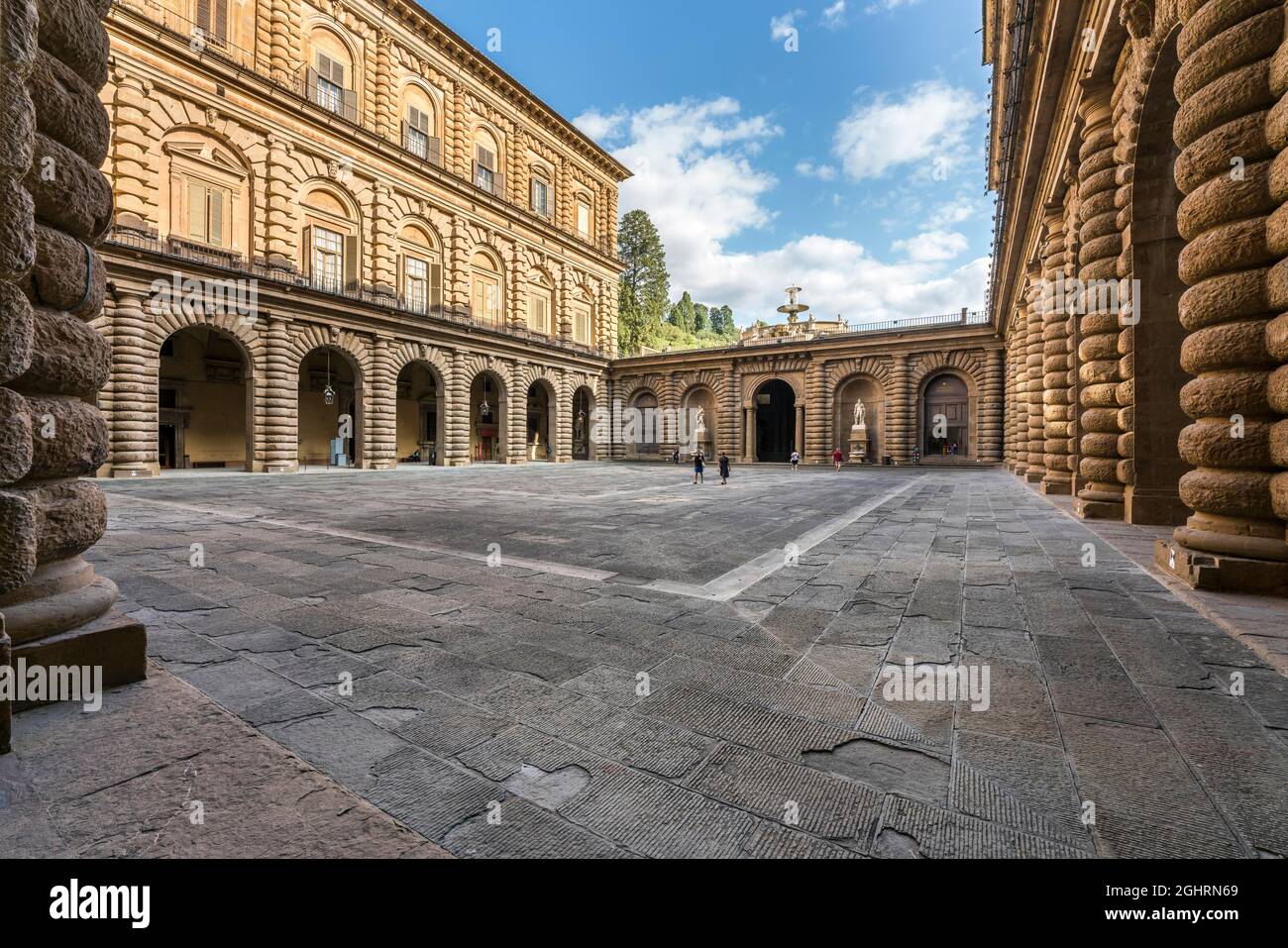 Cortile dell'Ammannati, Ammannati Courtyard, Courtyard, Architect Bartolomeo Ammannati, Palazzo Pitti, Giardino di Boboli, Boboli Garden, Florenz Stockfoto