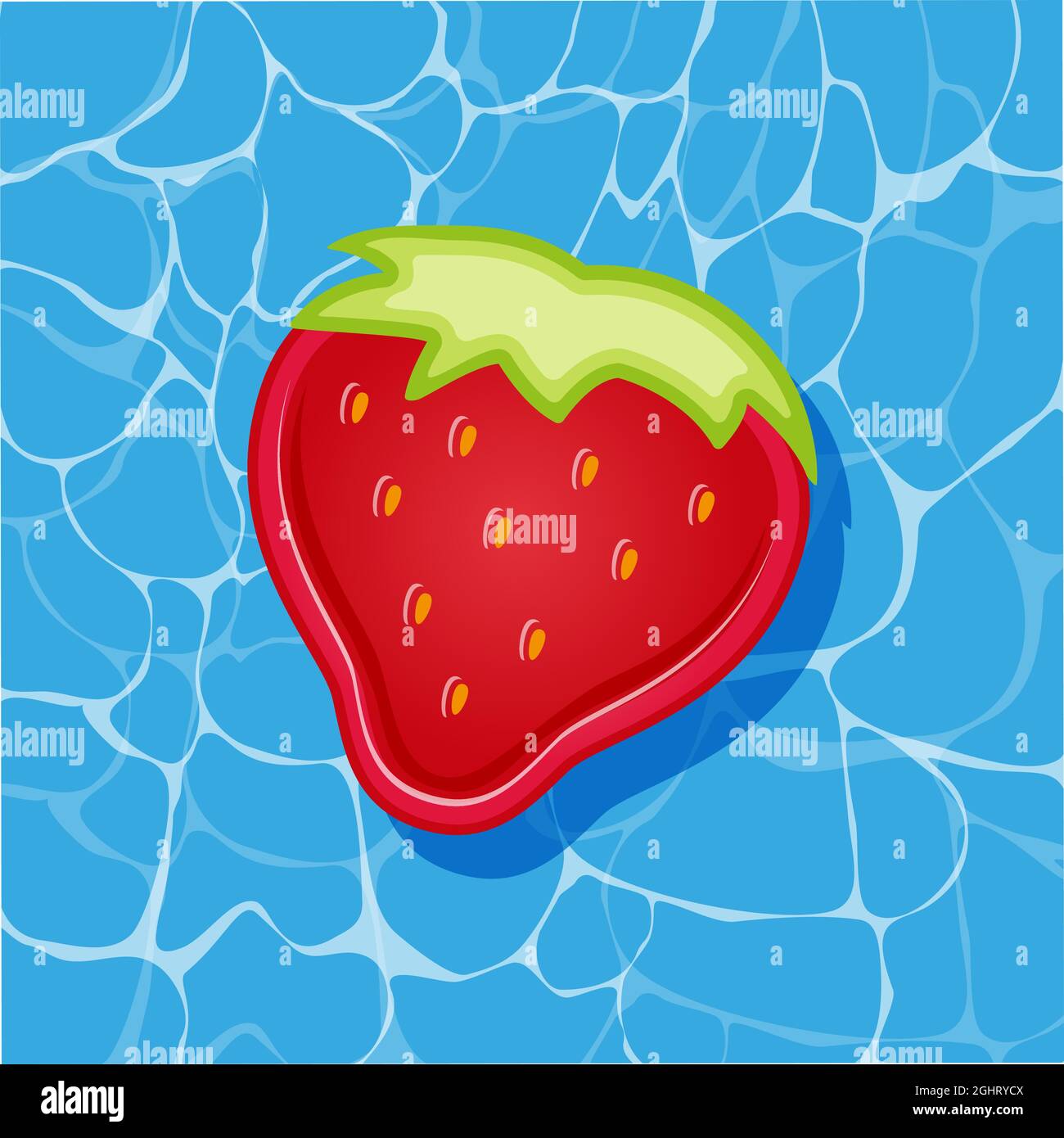 Befallbare Erdbeermatratze am Pool auf Wasserstruktur legen. Stock Vektor