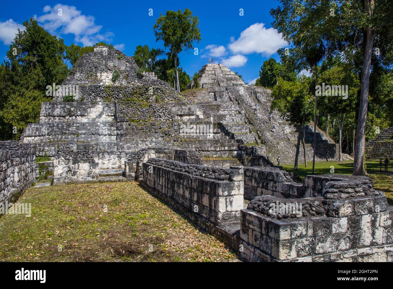 Tempel des Triadico an der nördlichen Akropolis, Yaxha, drittgrößte Maya-Ruinenstadt, Yaxha, Guatemala Stockfoto