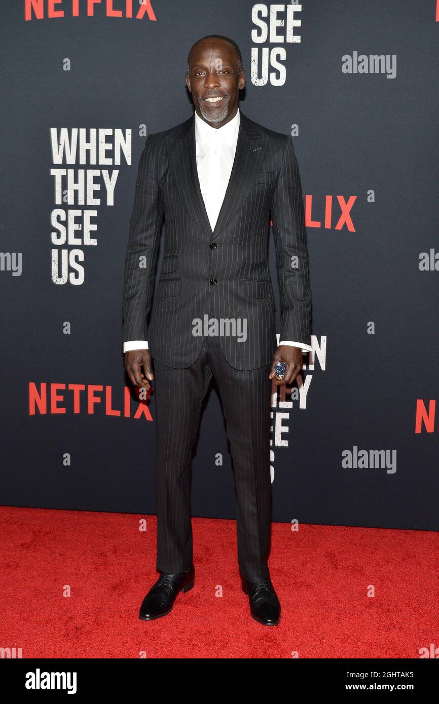 New York, USA. Mai 2019. Michael K. Williams nimmt am 20. Mai 2019 an der Weltpremiere „When They See US“ im Apollo Theatre in New York, NY, Teil. (Foto von Anthony Behar/Sipa USA) Quelle: SIPA USA/Alamy Live News Stockfoto