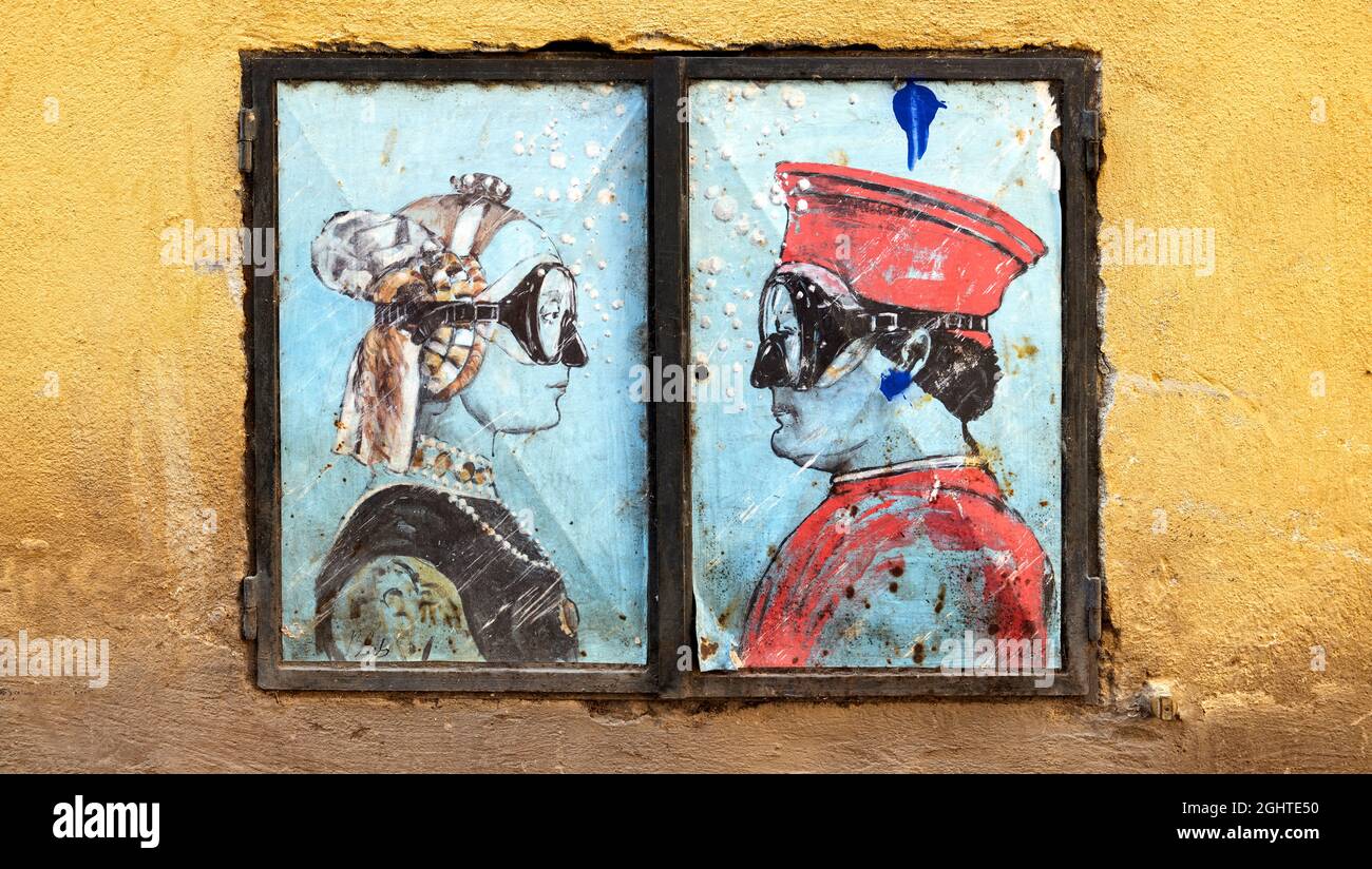 Arezzo Toskana Italien. Street Art Stockfoto
