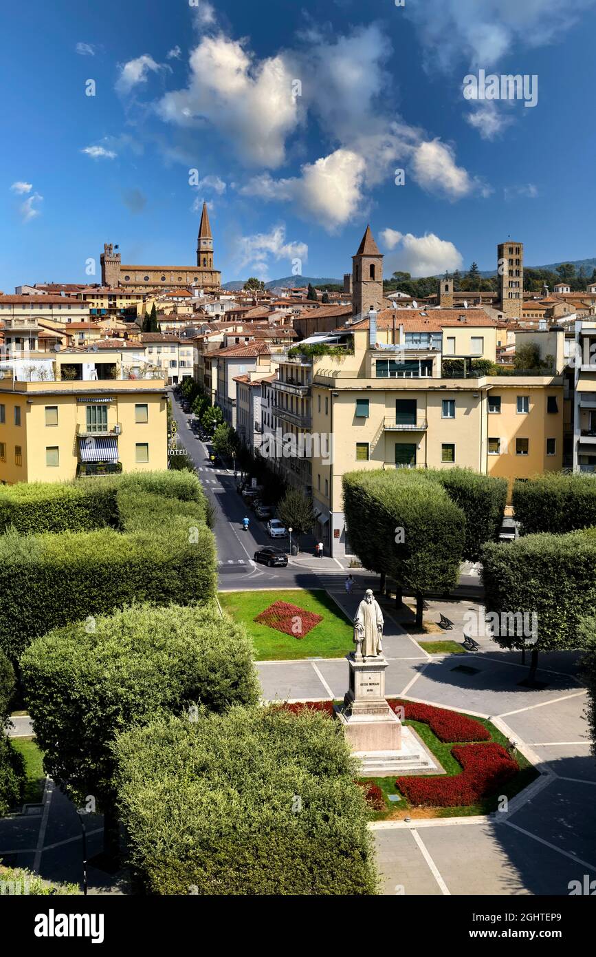 Arezzo Toskana Italien. Erhöhter Blick auf die Stadt Stockfoto
