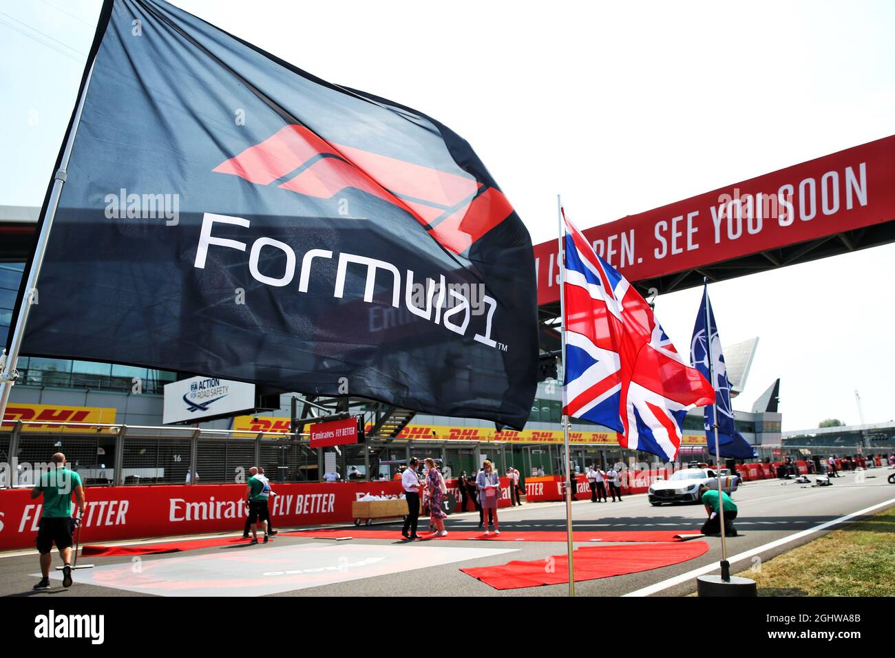 Grid-Atmosphäre. 09.08.2020. Formel-1-Weltmeisterschaft, Rd 5, Grand Prix zum 70. Jahrestag, Silverstone, England, Wettkampftag. Bildnachweis sollte lauten: XPB/Press Association Images. Stockfoto