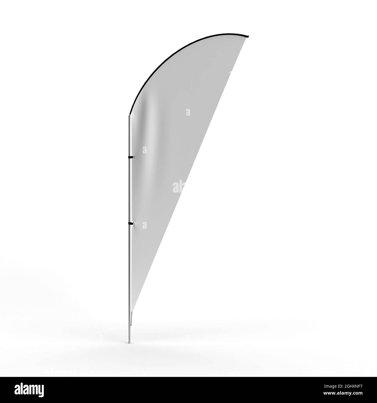 Banner Flag Waving Display Ausstellung, Extreme Shape 13 mit Faserstab, 3d-Renderdarstellung für Mockup- und Signage-Display-Lösungen Stockfoto