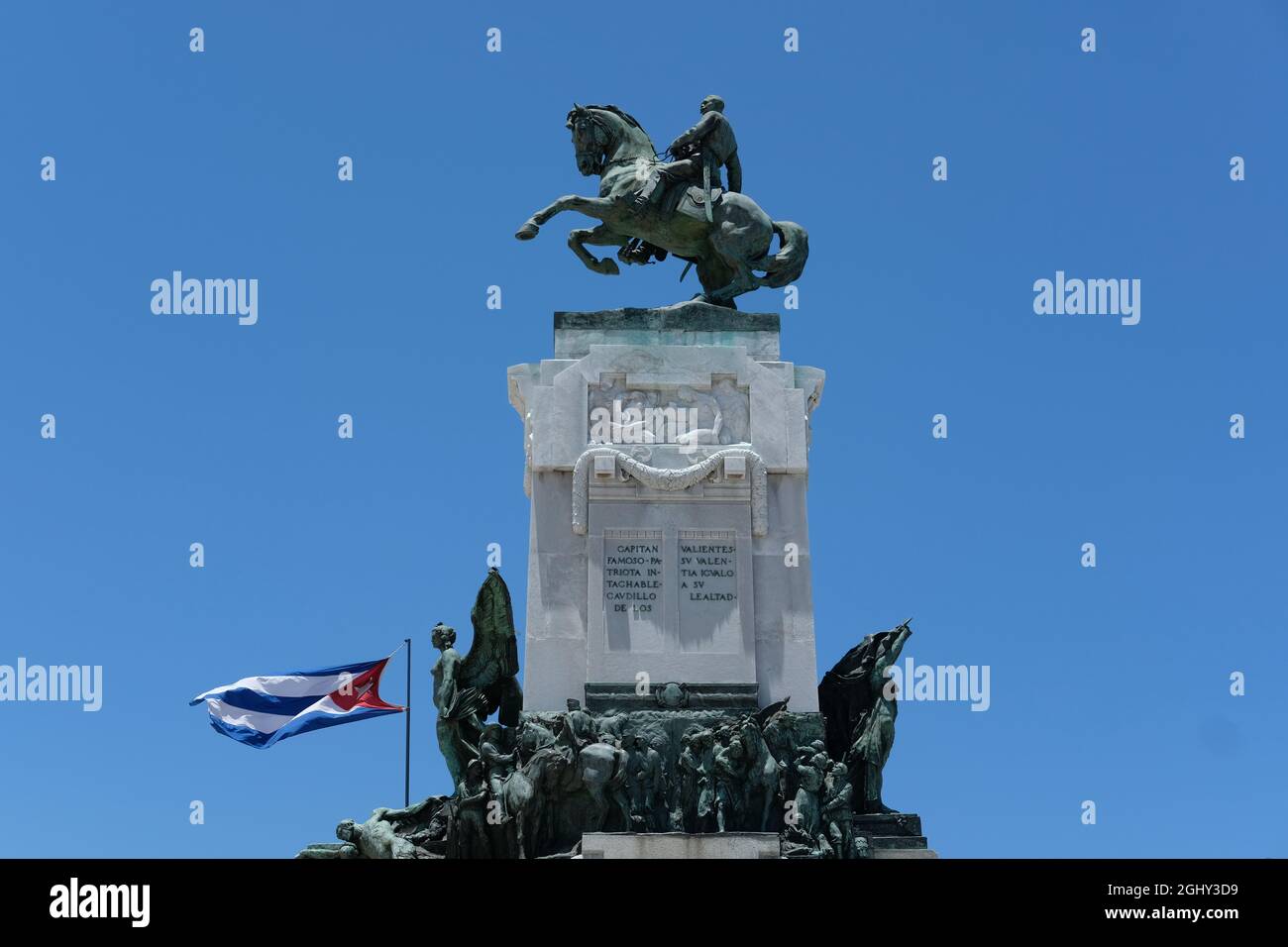 Die Statue von Antonio Maceo auf dem Malecon in Havanna, Kuba. Stockfoto