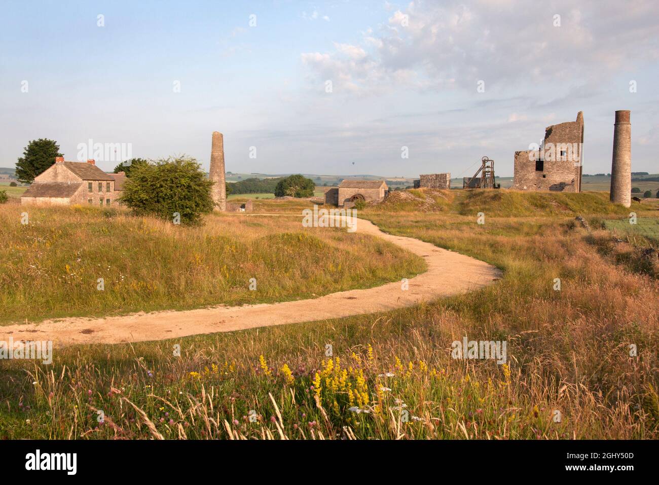 Elster Minen, Ruinen alter Bleiminen in Sheldon, Bakewell, Peak District, Derbyshire, England Stockfoto