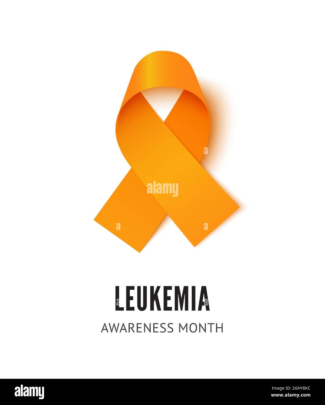 Leukämie-Krebs-Bewusstsein Bändchenvektor Illustration isoliert auf weißem Hintergrund. Realistisches Vektor-orangefarbenes Seidenband mit Schlaufe Stock Vektor