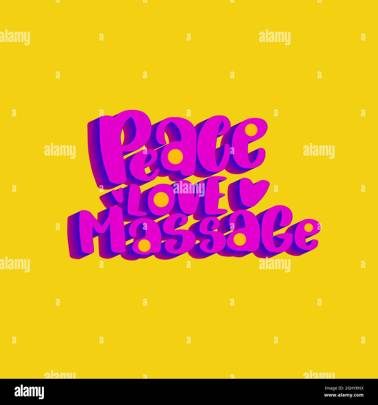 Peace Love Massage. Handgeschriebene Schrifttypografie. Stock Vektor