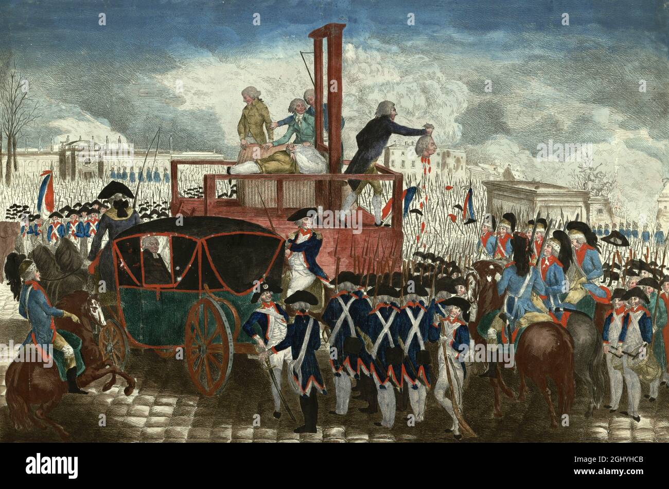 Die Hinrichtung von König Ludwig XVI. Am 21. Januar 1793 während der Französischen Revolution Stockfoto